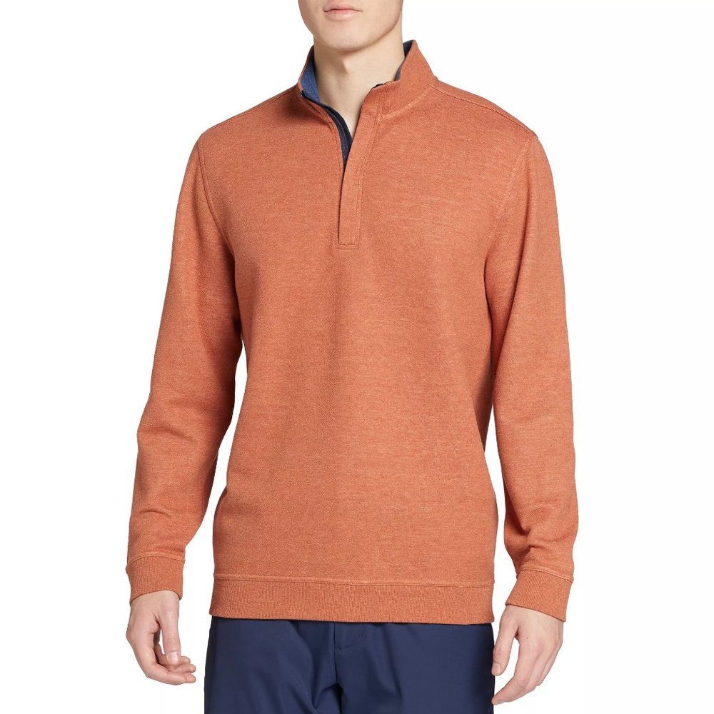 Walter Hagen Sweater Men's Size Medium Knit 1/4 Zip Orange Pullover Golf NEW